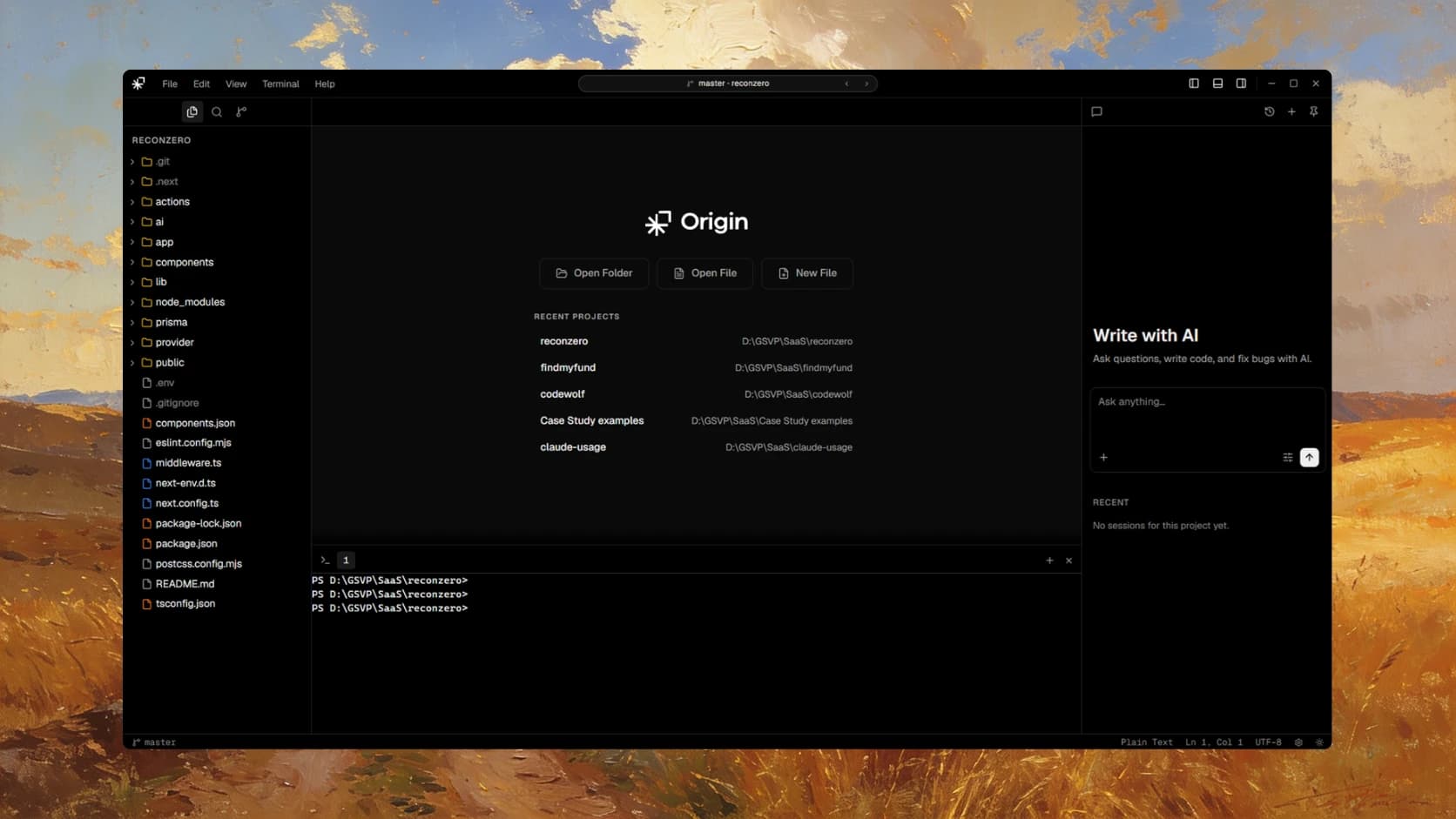 Origin IDE screenshot
